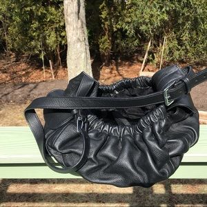 Around the Collar Black Leather Sling Dog Carrier